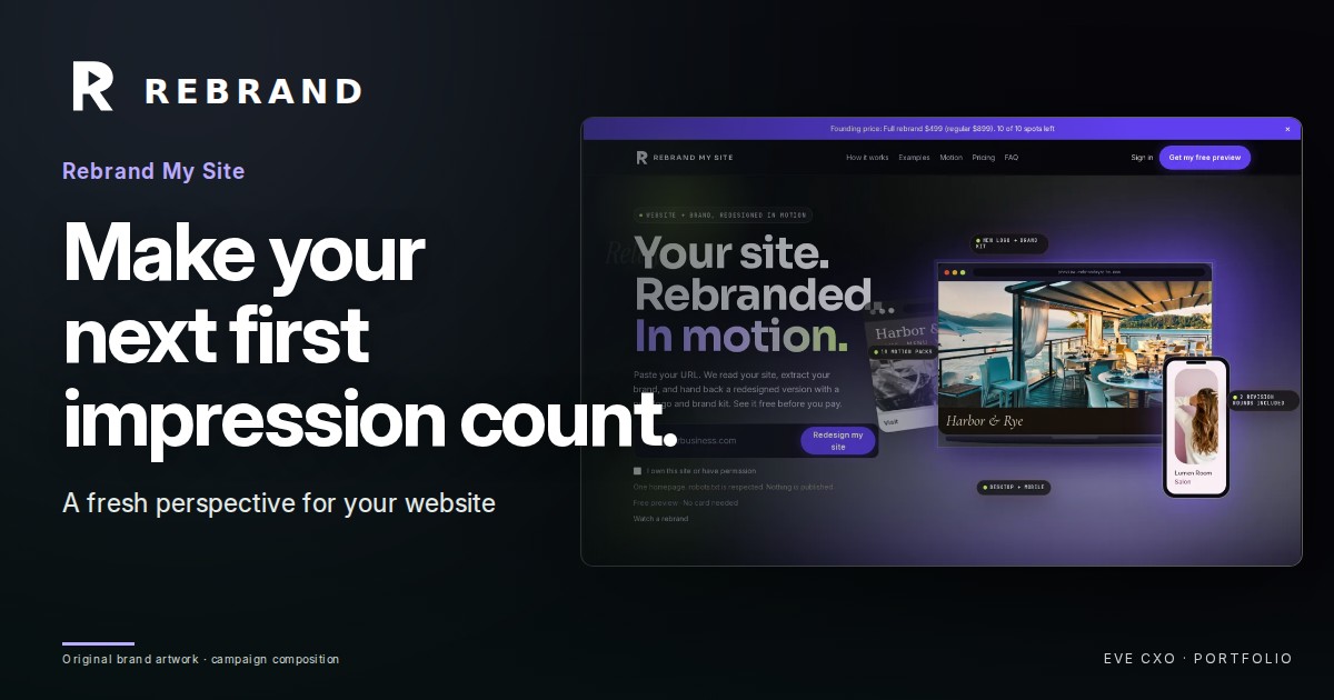 Rebrand My Site — Make your next first impression count. A fresh perspective for your website.